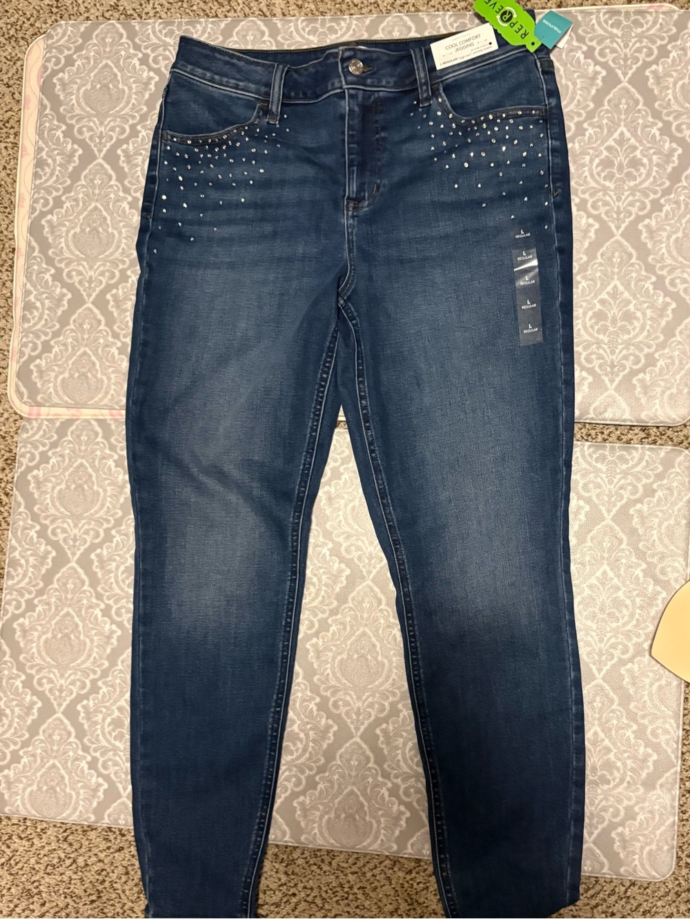 Maurices Dark Blue Skinny Jeans with Stud Embellishments